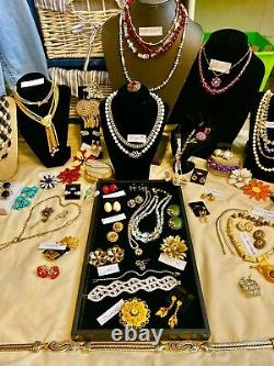 High End 90 Vintage Costume Jewelry Lot Signed Trifari Coro Monet Napier Art+