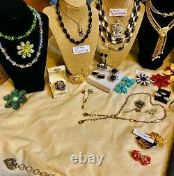 High End 90 Vintage Costume Jewelry Lot Signed Trifari Coro Monet Napier Art+