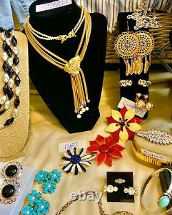 High End 90 Vintage Costume Jewelry Lot Signed Trifari Coro Monet Napier Art+