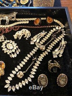 High End! Rhinestone Lot Estate Demi Sets Brooches Cameo Set Design Signed Plus