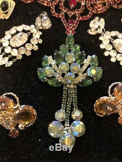 High End! Rhinestone Lot Estate Demi Sets Brooches Cameo Set Design Signed Plus