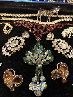 High End! Rhinestone Lot Estate Demi Sets Brooches Cameo Set Design Signed Plus