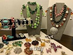 High End Signed 84 Pc. Vintage Estate Jewelry Lot