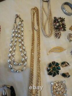 High End Signed Costume Jewelry 54 Pcs Vintage Estate Lot Some/NWT YSL Trifari