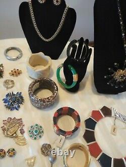 High End Signed Costume Jewelry 54 Pcs Vintage Estate Lot Some/NWT YSL Trifari