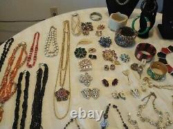 High End Signed Costume Jewelry 54 Pcs Vintage Estate Lot Some/NWT YSL Trifari