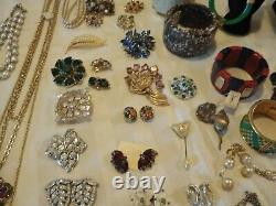 High End Signed Costume Jewelry 54 Pcs Vintage Estate Lot Some/NWT YSL Trifari