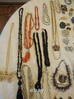 High End Signed Costume Jewelry 54 Pcs Vintage Estate Lot Some/NWT YSL Trifari