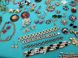 High End Vintage Costume Ladies Rhinestone Crystal Jewelry Lot Signed 106 Pc