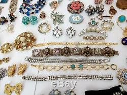 High End Vintage Costume Ladies Rhinestone Crystal Jewelry Lot Signed 150pc