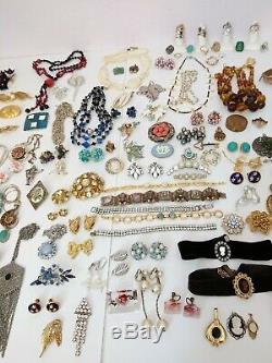 High End Vintage Costume Ladies Rhinestone Crystal Jewelry Lot Signed 150pc