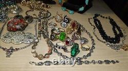 High End Vintage Rhinestone Jewelry Lot 14k sterling signed 130 p Huge Antique