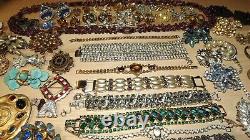 High End Vintage Rhinestone Jewelry Lot 14k sterling signed 130 p Huge Antique