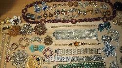 High End Vintage Rhinestone Jewelry Lot 14k sterling signed 130 p Huge Antique