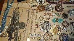 High End Vintage Rhinestone Jewelry Lot 14k sterling signed 130 p Huge Antique