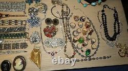 High End Vintage Rhinestone Jewelry Lot 14k sterling signed 130 p Huge Antique