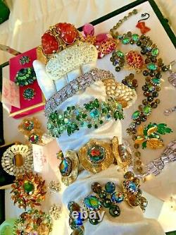 High End Vintage Rhinestone Jewelry Lot Schreiner Schiaparelli Juliana