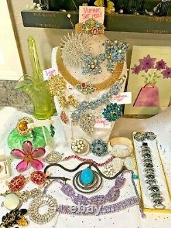 High End Vintage Rhinestone Jewelry Lot Schreiner Schiaparelli Juliana