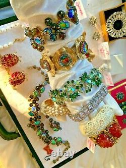 High End Vintage Rhinestone Jewelry Lot Schreiner Schiaparelli Juliana