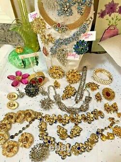 High End Vintage Rhinestone Jewelry Lot Schreiner Schiaparelli Juliana