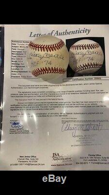 High Grade Mickey Mantle HOF 74 Signed Autographed OAL Baseball JSA #BB03690
