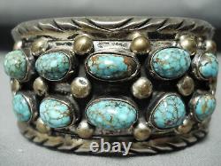 High Grade Vintage Navajo #8 Turquoise Sterling Silver Bracelet