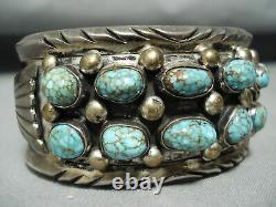 High Grade Vintage Navajo #8 Turquoise Sterling Silver Bracelet