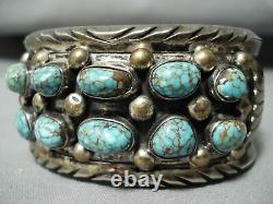 High Grade Vintage Navajo #8 Turquoise Sterling Silver Bracelet