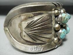 High Grade Vintage Navajo #8 Turquoise Sterling Silver Bracelet