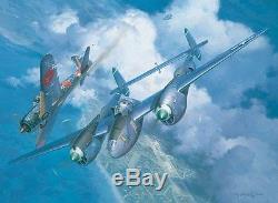 High Noon Over Alicante Roy Grinnell Print co-signed by P-38 Ace J. T. Robbins