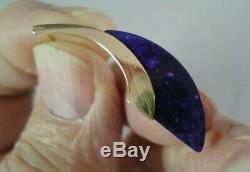 High Quality 18K Yellow Gold & Purple Sugilite Post Earrings, Signed, 6.1 grams