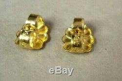 High Quality 18K Yellow Gold & Purple Sugilite Post Earrings, Signed, 6.1 grams