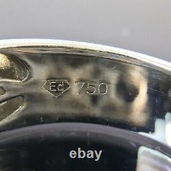 High Quality 18k Ceylon Sapphire & Diamond White Gold Ring Band Signed ED Sz 6.5