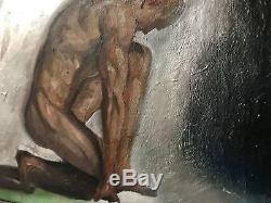 High Textured nude male Painting original signed Art resin epoxy art work knife