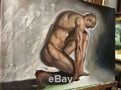 High Textured nude male Painting original signed Art resin epoxy art work knife