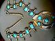High grade turquoise sterling silver squashblossom necklace 30 288 grams signed