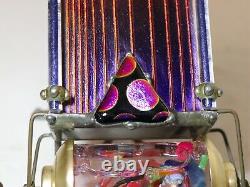 High quality signed hand blown art studio iridescent aurene glass kaleidoscope