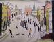 Highly Evocative Original Oil Painting by John Goodlad Northern Art Town Square