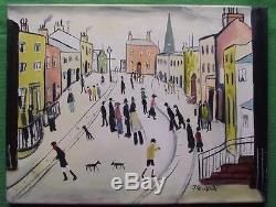 Highly Evocative Original Oil Painting by John Goodlad Northern Art Town Square