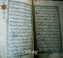 Highly Illuminated Arabic Manuscript. Signed & Dated Medium Size, Complete KORAN