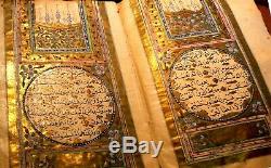 Highly Illuminated Large Arabic Manuscript Koran, Signed and Dated