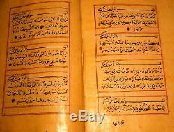 Highly Illuminated Large Arabic Manuscript Koran, Signed and Dated