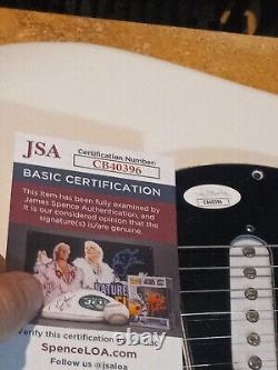 Highly Suspect Rock Band MUSICIANS Signed WHITE ELECTRIC GUITAR JSA CB40396