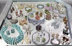 Huge High End Vintage Rhinestone Costume Jewelry Lot Signed Bling