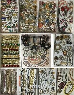 Huge High End Vintage/now Rhinestone Jewelry Lot. Most Signed. 366 Pieces