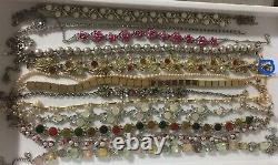 Huge High End Vintage/now Rhinestone Jewelry Lot. Most Signed. 366 Pieces