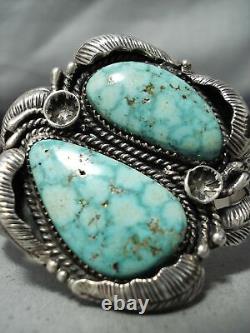 Huge High Grade Vintage Navajo Carico Lake Turquoise Sterling Silver Bracelet