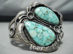 Huge High Grade Vintage Navajo Carico Lake Turquoise Sterling Silver Bracelet