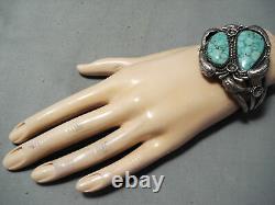 Huge High Grade Vintage Navajo Carico Lake Turquoise Sterling Silver Bracelet