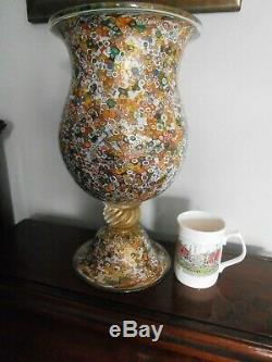 Huge Murano Very High Quality Art Glass Millefiori Vase. Signed by Poggi